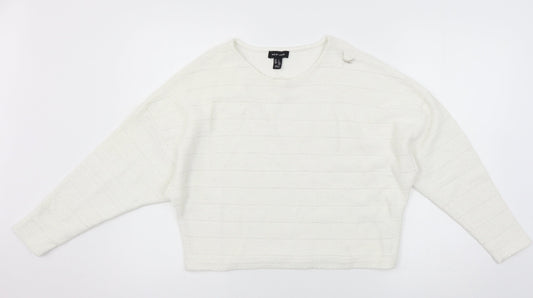 New Look Womens White  Jersey Pullover Sweatshirt Size S