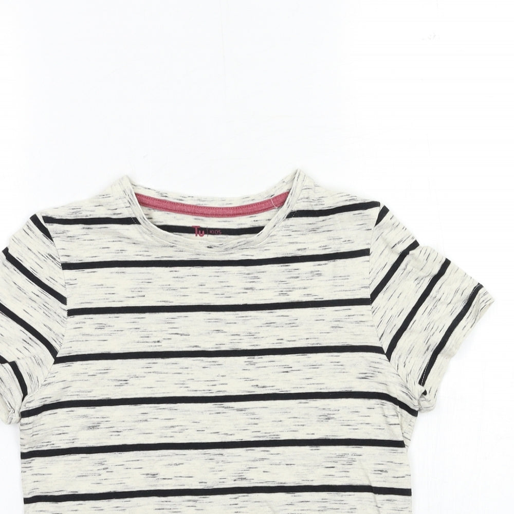 TU Boys Beige Striped  Basic T-Shirt Size 10 Years