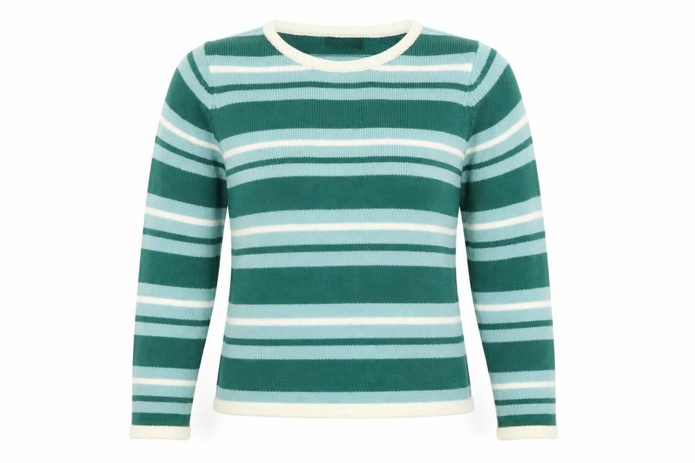 Bonmarché Womens Green Striped Knit Pullover Jumper Size S