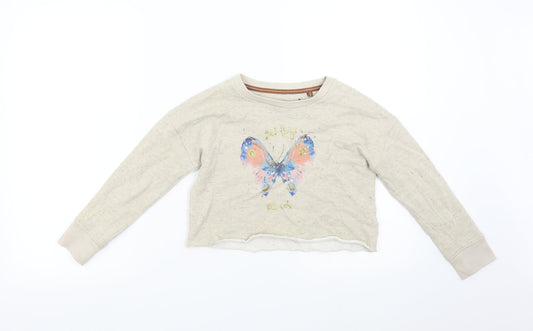 NEXT Girls Beige   Pullover Sweatshirt Size 7 Years  - Butterfly