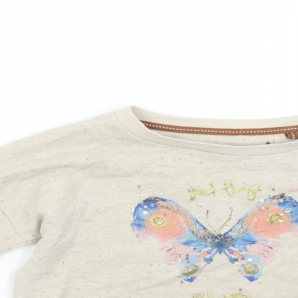 NEXT Girls Beige   Pullover Sweatshirt Size 7 Years  - Butterfly