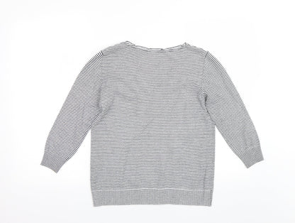 Bonmarché Womens White Striped Pullover Jumper Size 12