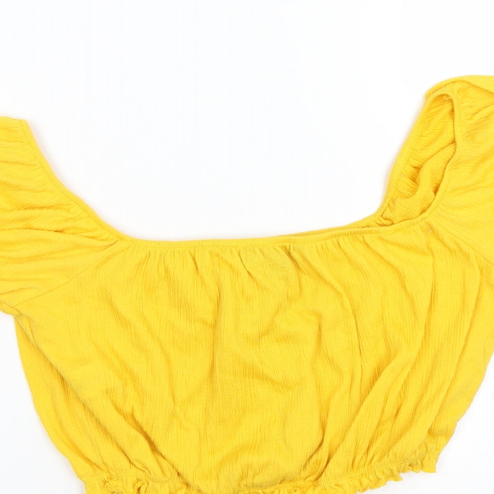 Primark Womens Yellow   Cropped T-Shirt Size XS