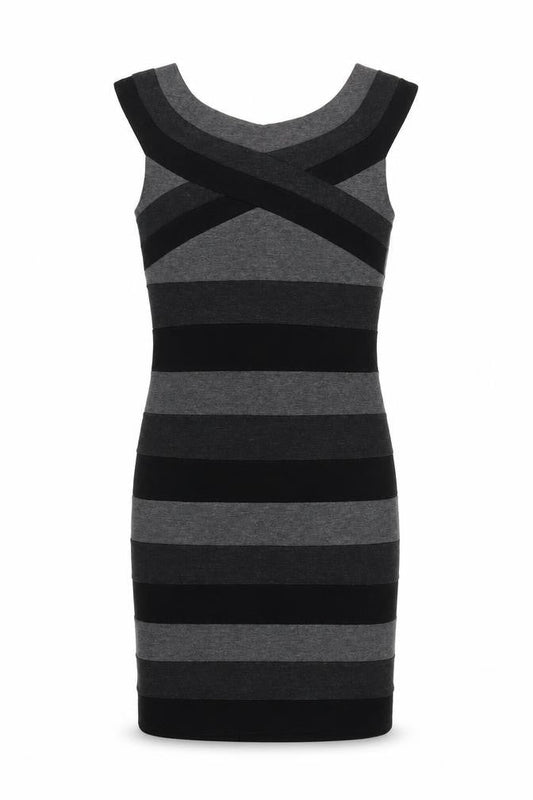 Alter London Womens Black Striped  Wrap Dress  Size 8
