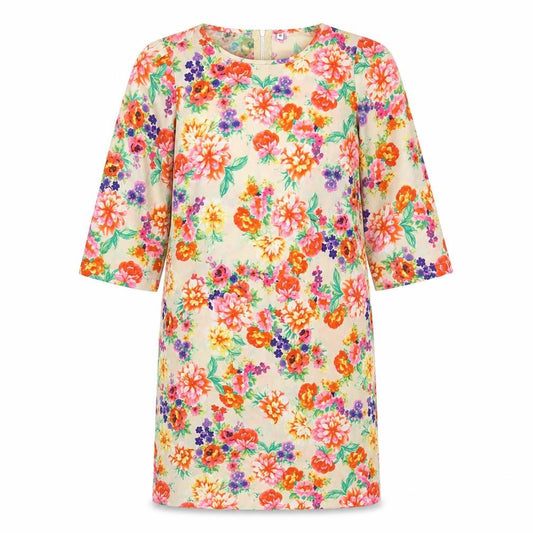 Womens Beige Floral  T-Shirt Dress  Size M