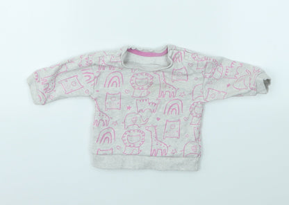 Front view of George girls’ multicoloured geometric jumper, size 0-3, months