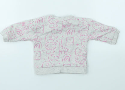 Back view of George girls’ multicoloured geometric jumper, size 0-3, months