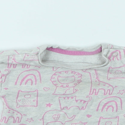 Close-up detail of George girls’ multicoloured geometric jumper, size 0-3, months