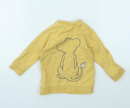 Back view of George girls’ yellow animal print jumper, size 6-9, months