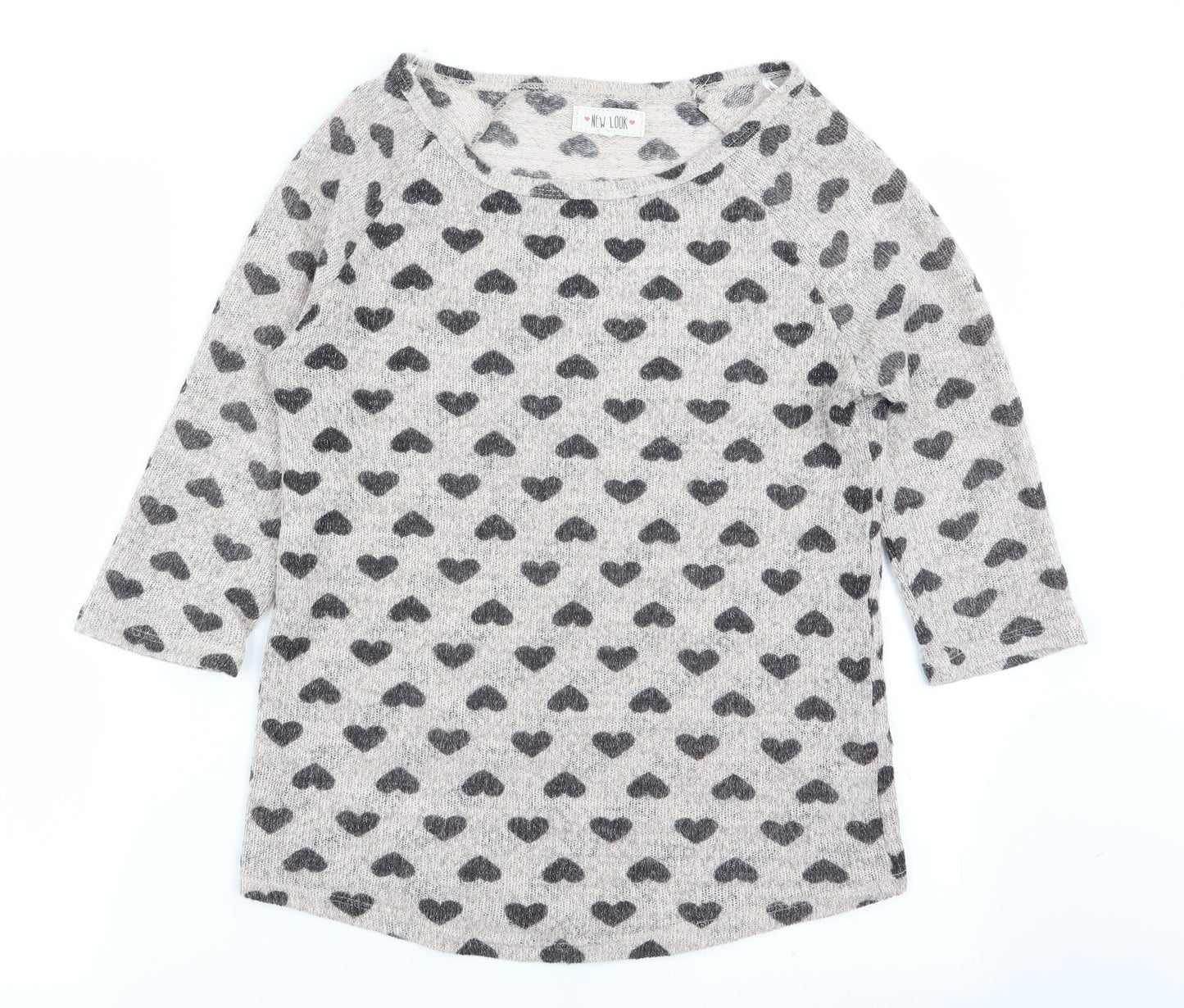 New Look Womens Beige Geometric  Basic T-Shirt Size 12