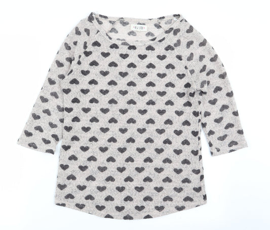 New Look Womens Beige Geometric  Basic T-Shirt Size 12