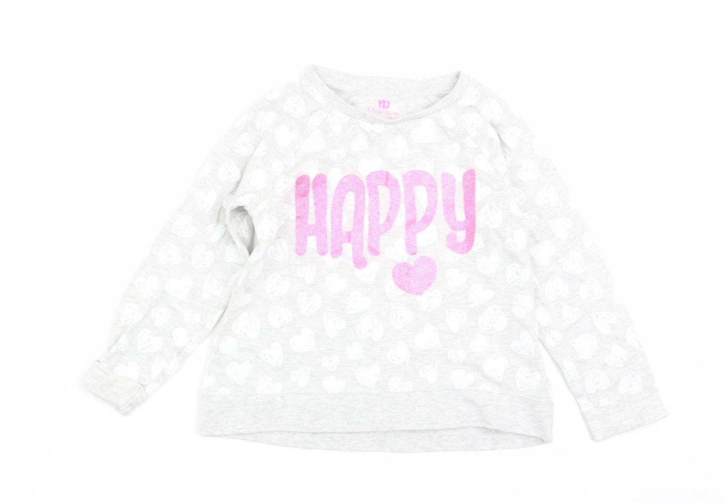 Primark Girls Grey Geometric  Basic T-Shirt Size 5-6 Years
