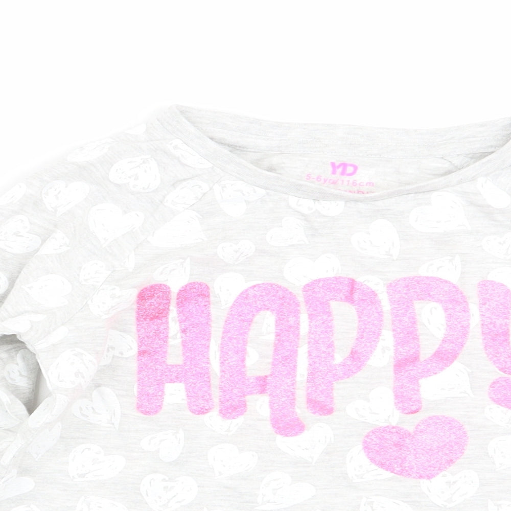 Primark Girls Grey Geometric  Basic T-Shirt Size 5-6 Years
