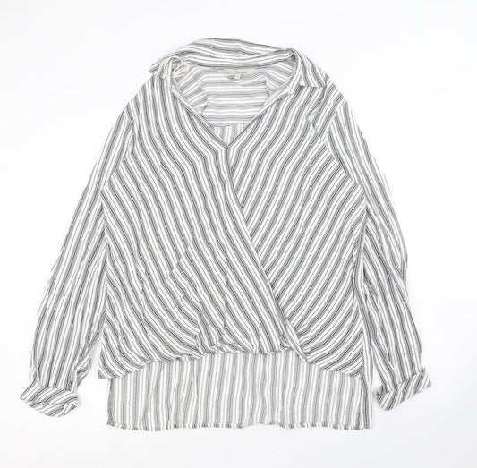 Peacocks Womens Grey Striped  Basic Blouse Size 6