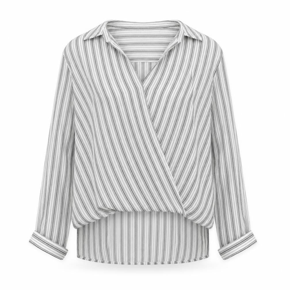 Peacocks Womens Grey Striped  Basic Blouse Size 6