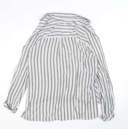 Peacocks Womens Grey Striped  Basic Blouse Size 6