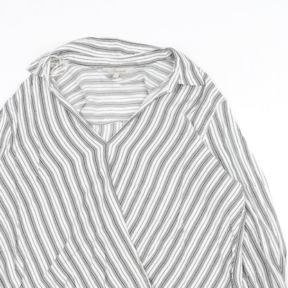 Peacocks Womens Grey Striped  Basic Blouse Size 6