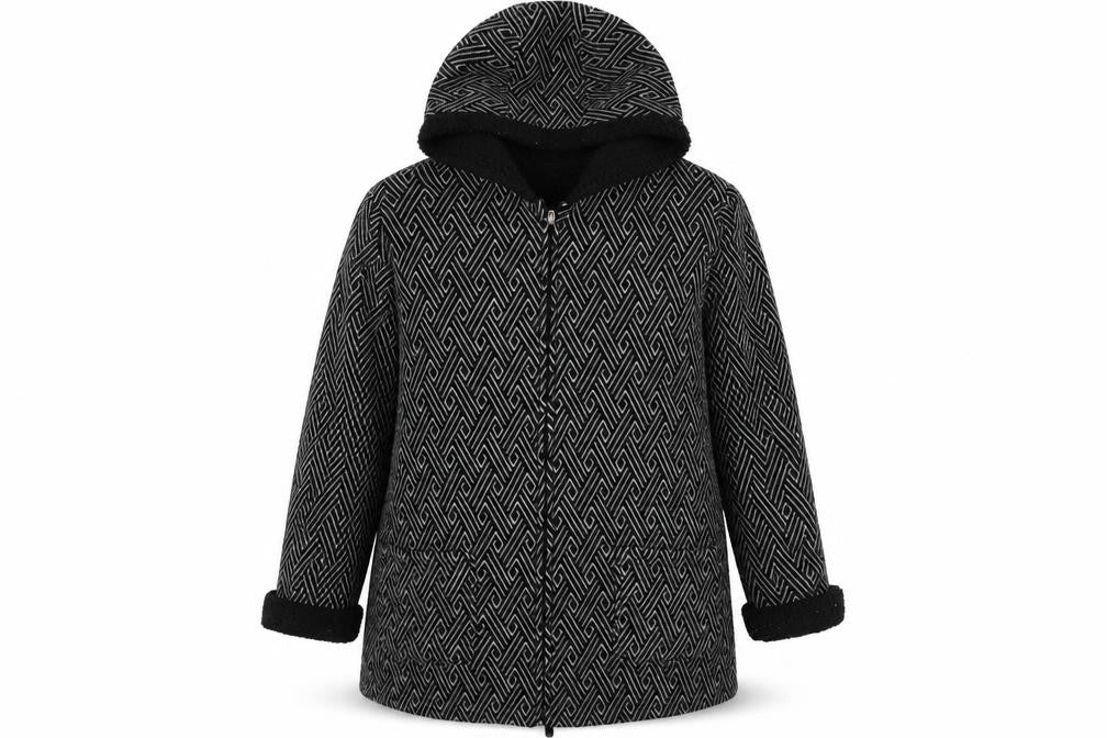 Bonmarché Womens Black Geometric Jacket Coat Size L