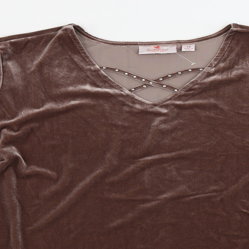 Preworn  Womens Brown   Basic Blouse Size 2XL