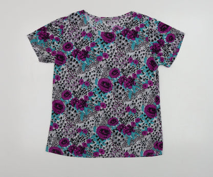 Preloved Yuengling  Womens Grey Floral  Basic T-Shirt Size M - Front
