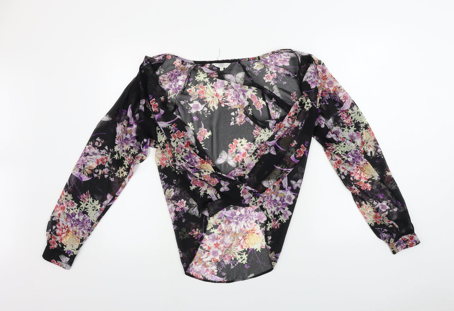 New Look Womens Black Floral  Basic Blouse Size 8