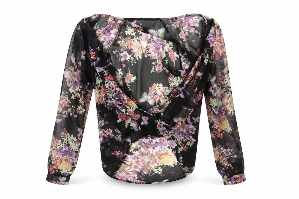 New Look Womens Black Floral  Basic Blouse Size 8