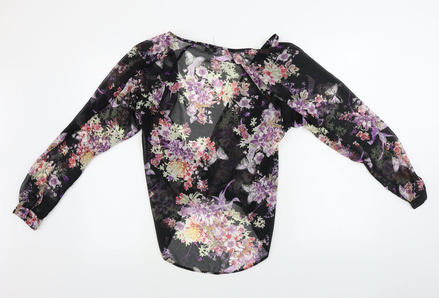 New Look Womens Black Floral  Basic Blouse Size 8