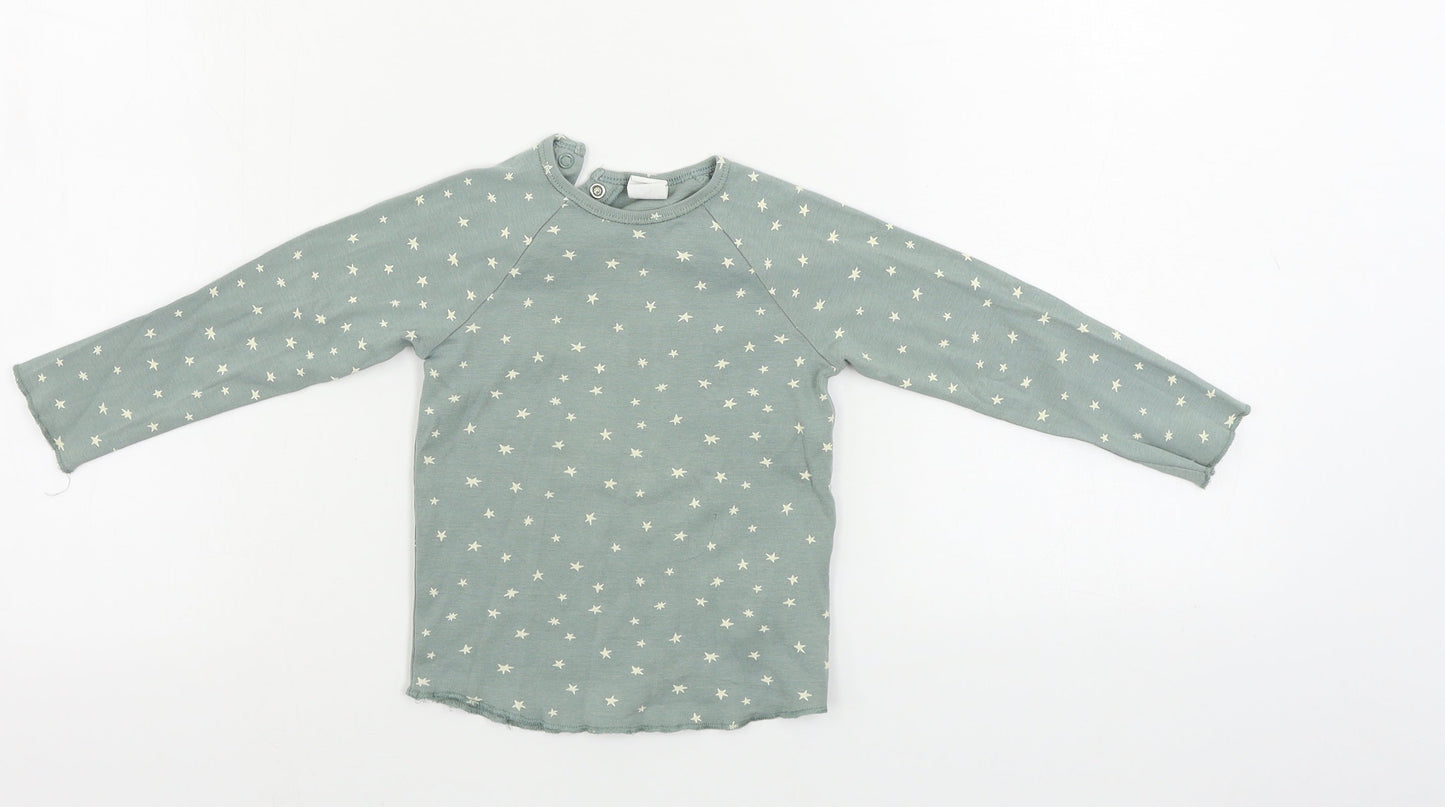H&M  Girls Green   Basic T-Shirt Size 2 Years  - star pattern