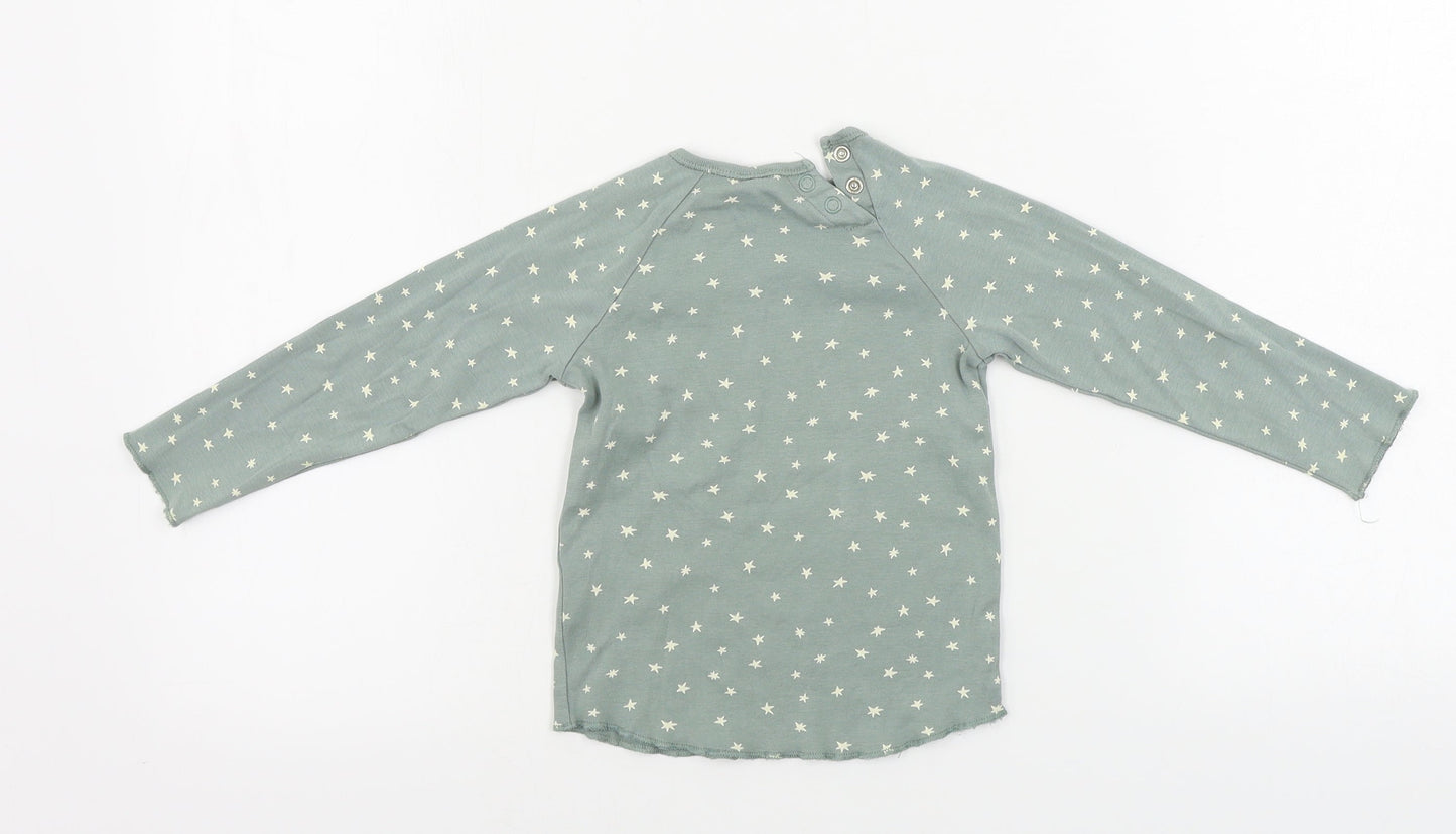 H&M  Girls Green   Basic T-Shirt Size 2 Years  - star pattern