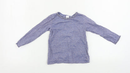 Additional front view of H&M girls’ blue striped basic t-shirt, size 2, years