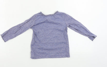 Back view of H&M girls’ blue striped basic t-shirt, size 2, years