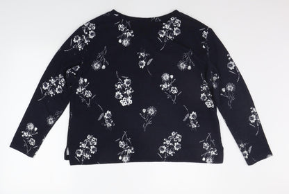 Marks & Spencer Womens Blue Floral  Pullover Jumper Size 14