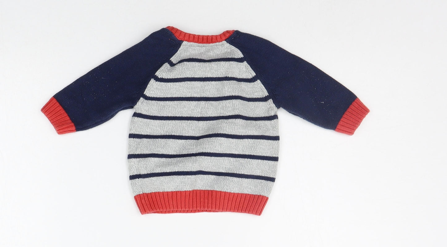 F&F Baby Grey Striped  Pullover Jumper Size 0-3 Months