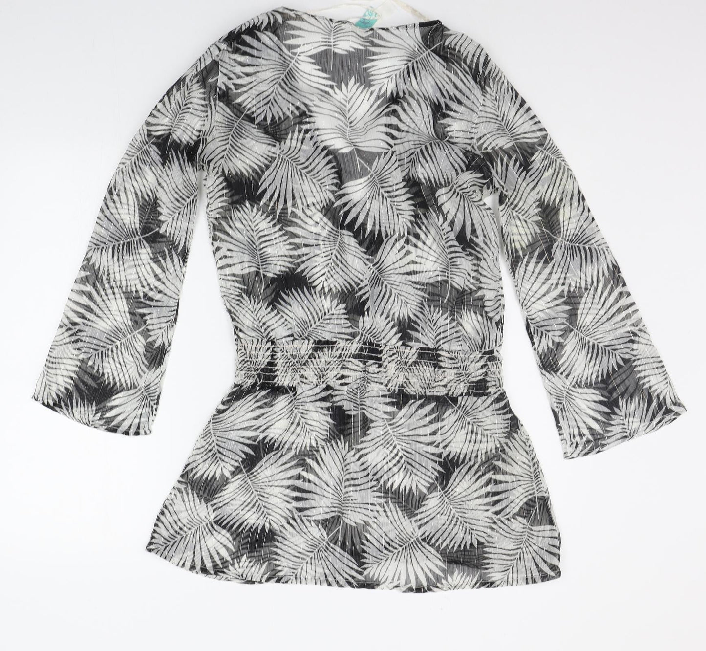 OCEAN CLUB Womens Black Floral  Basic Blouse Size 12