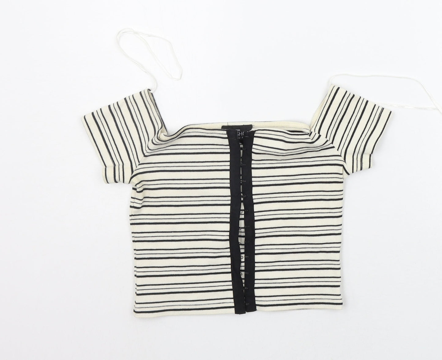 Topshop Womens Beige Striped  Basic Blouse Size 4