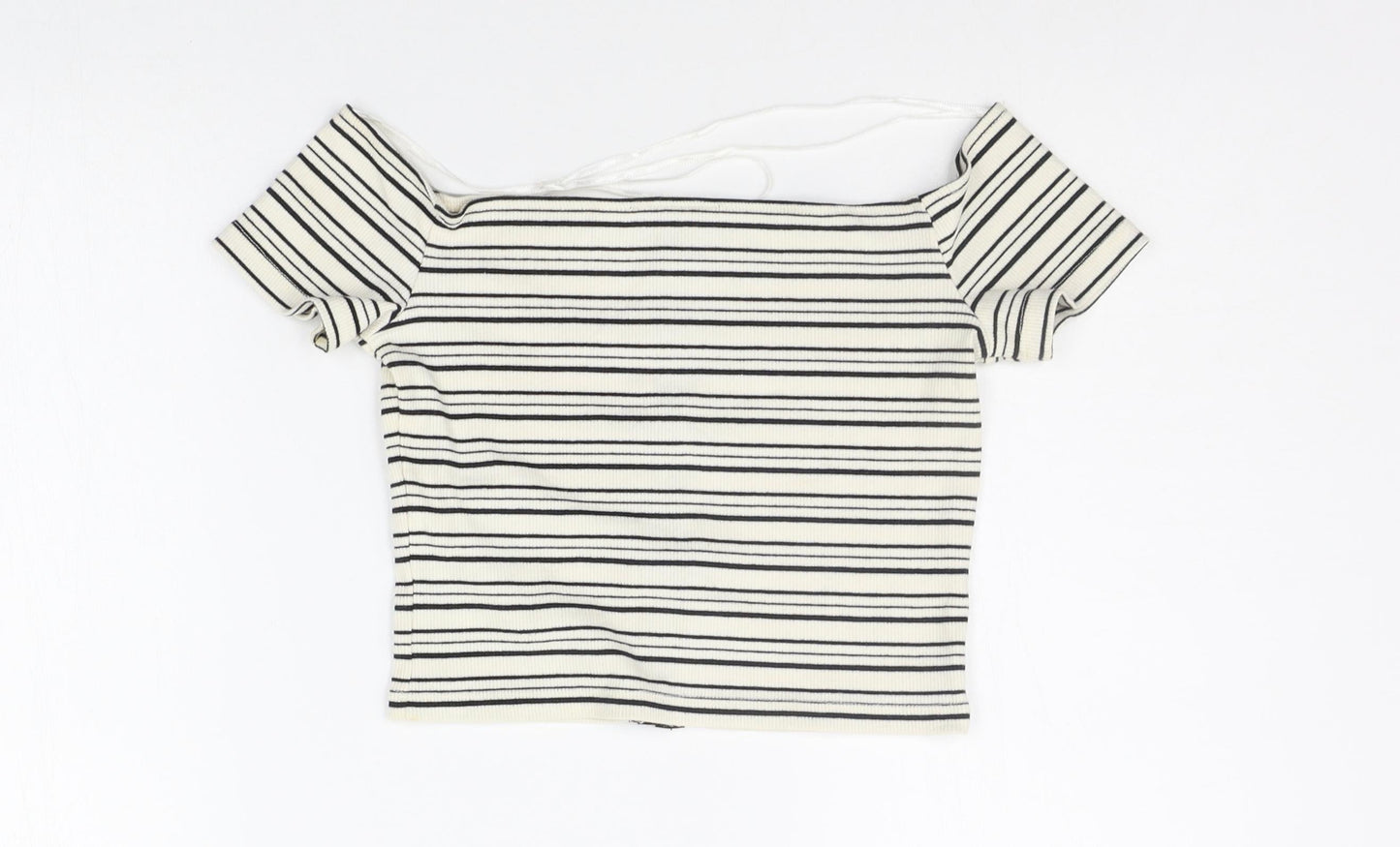 Topshop Womens Beige Striped  Basic Blouse Size 4
