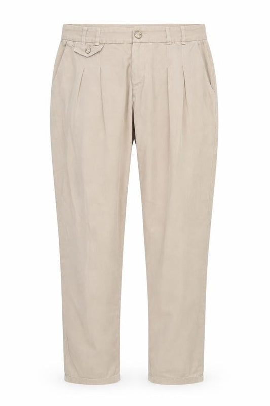 Front view of fashion collection men’s beige trousers, size L, 29-inch leg