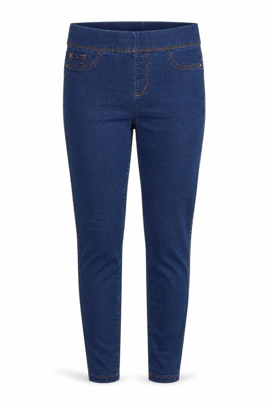Front view of Denim & Co. women’s blue skinny jeans, size UK 12, 24-inch leg