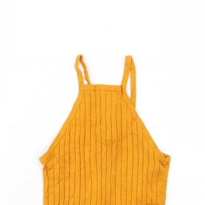 Close-up detail of Atmosphere women’s orange basic tank, size UK 6
