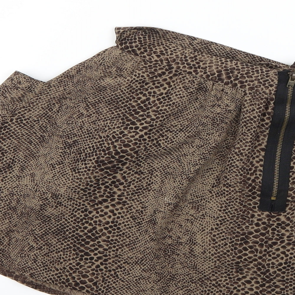 Topshop Womens Brown Animal Print  Mini  Size 8