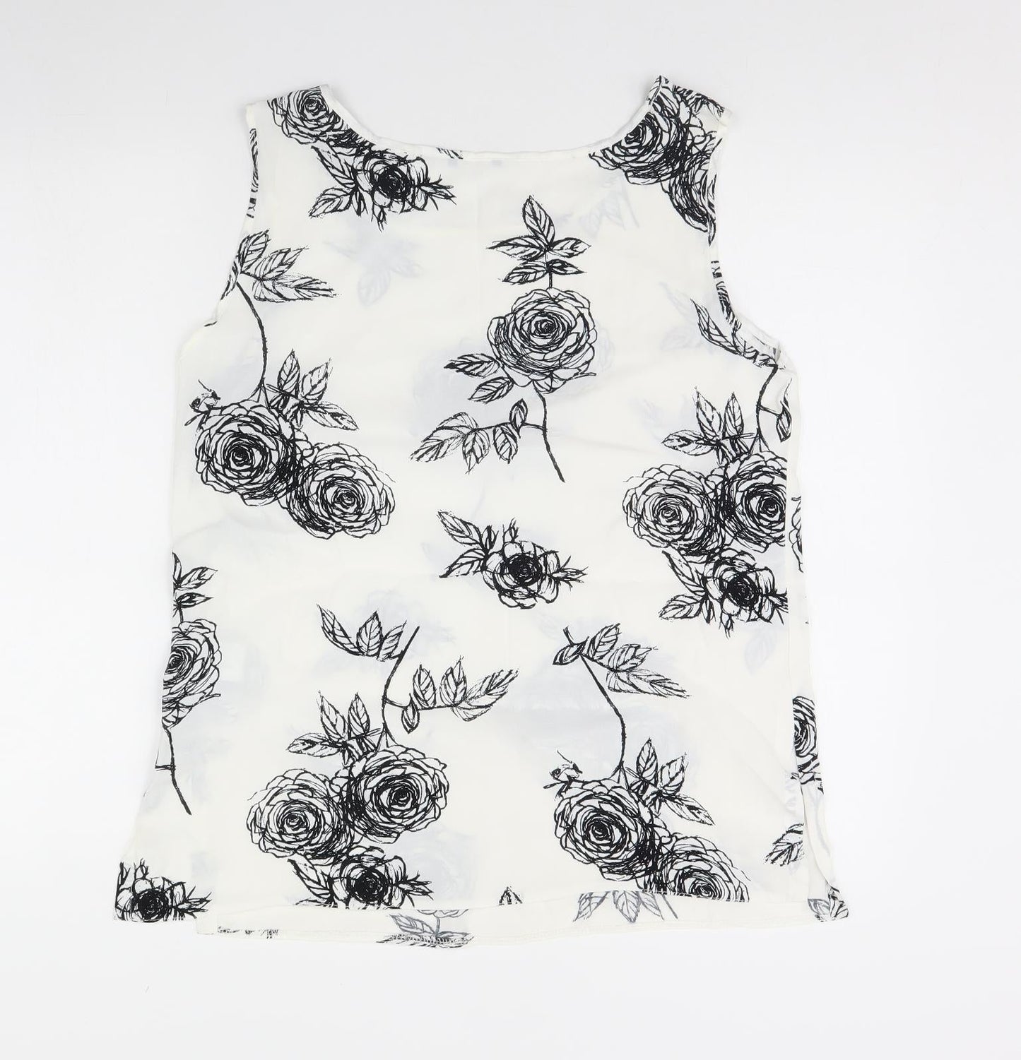 Preworn Womens White Floral  Basic Tank Size 12