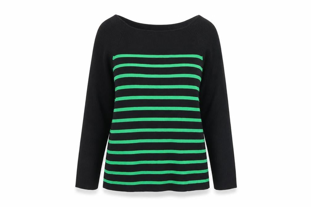IWI Womens Black Striped  Pullover Jumper Size L