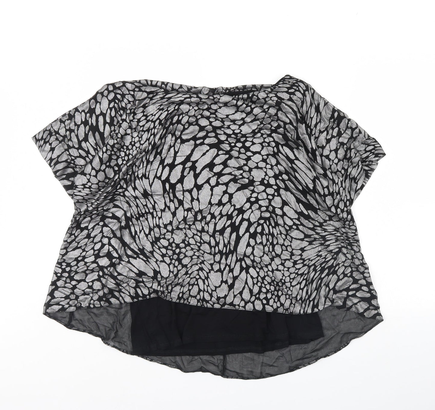 TU Womens Black Animal Print  Basic Blouse Size 14