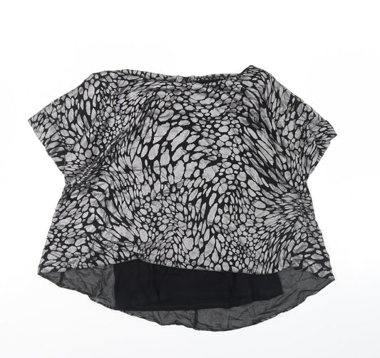 TU Womens Black Animal Print  Basic Blouse Size 14