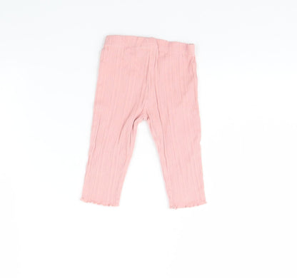 Back view of F&F girls’ pink capri trousers, size 6-9, months