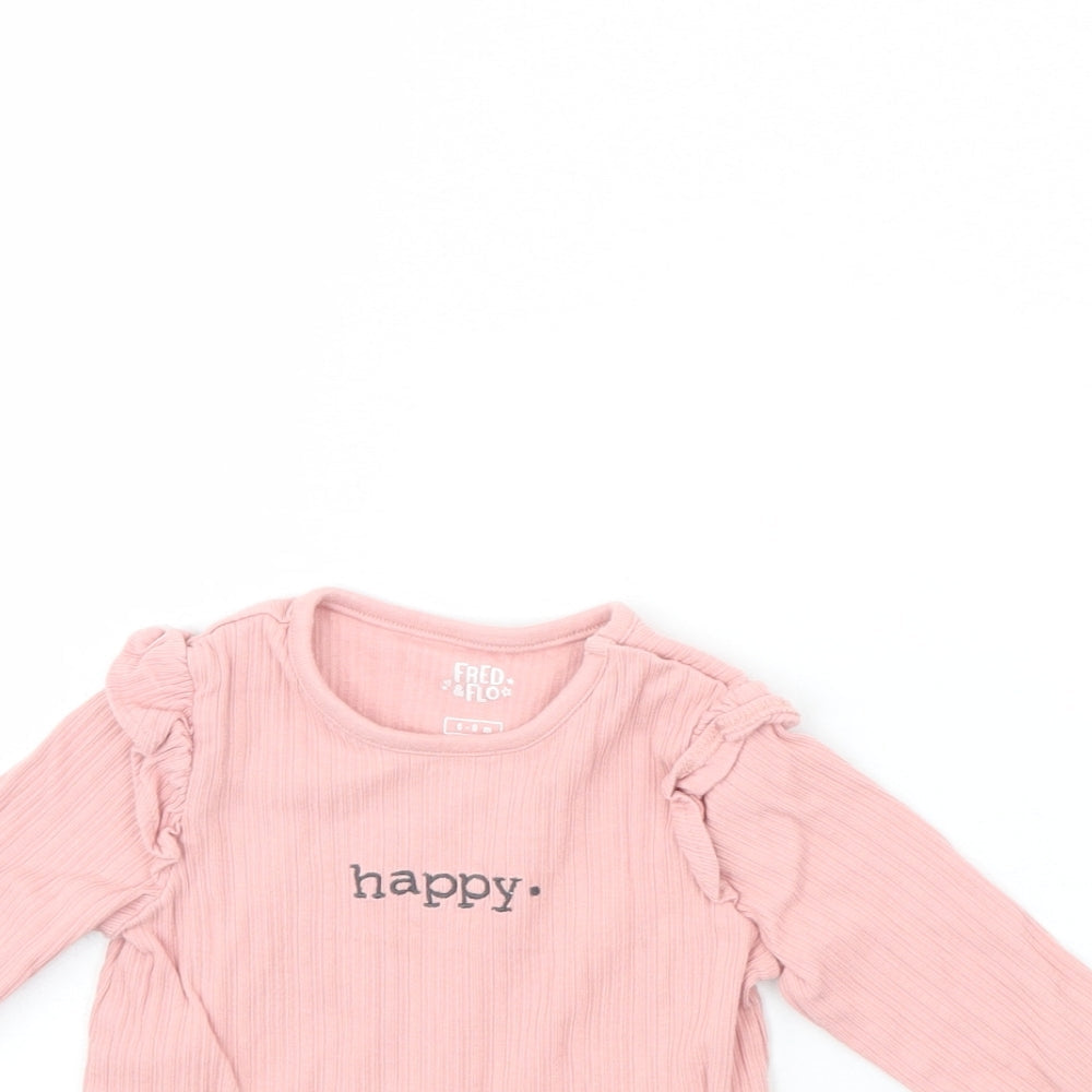 Fred & FLo Girls Pink   Basic Blouse Size 6-9 Months  - Happy