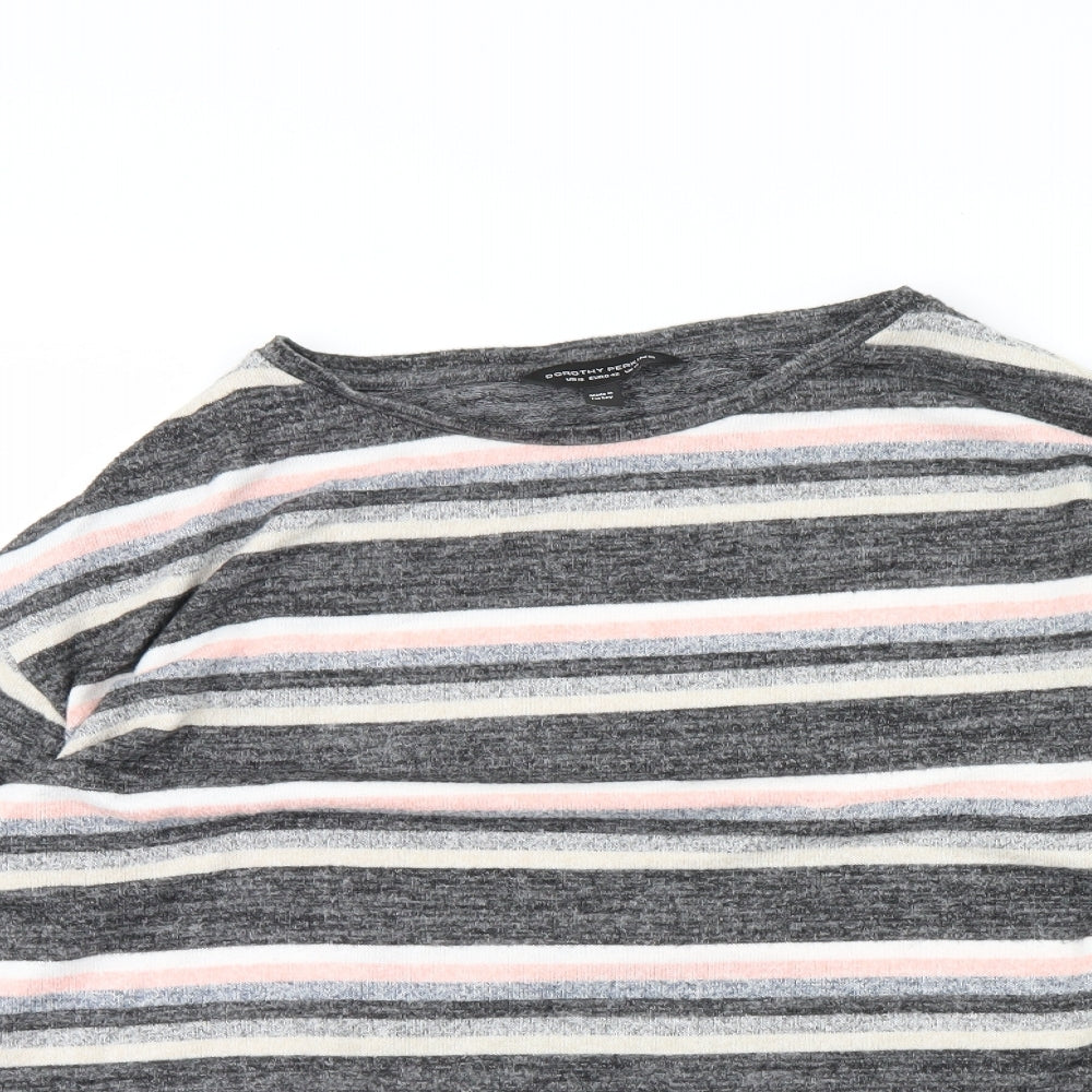 Dorothy Perkins Womens Grey Striped  Pullover Jumper Size 14