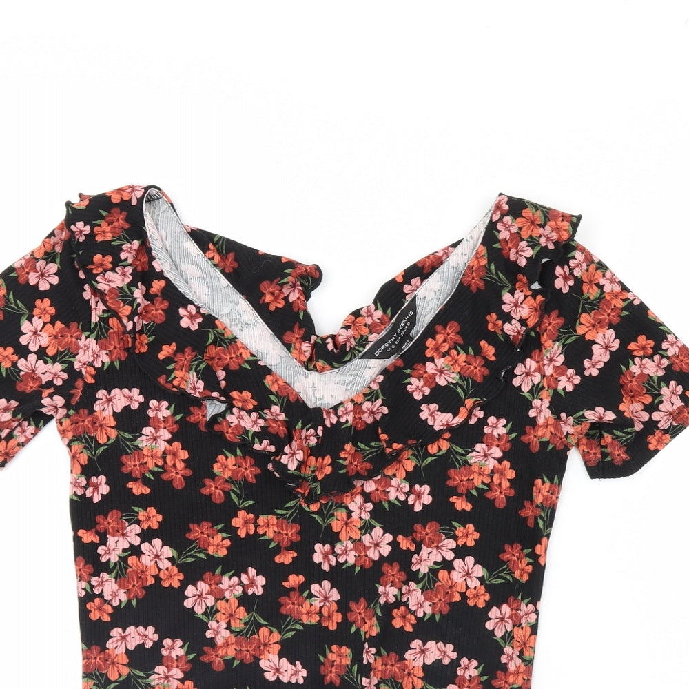 Dorothy Perkins Womens Black Floral  Basic Blouse Size 10