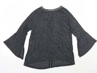 Additional front view of COIN 1804 women’s grey basic t-shirt, size S