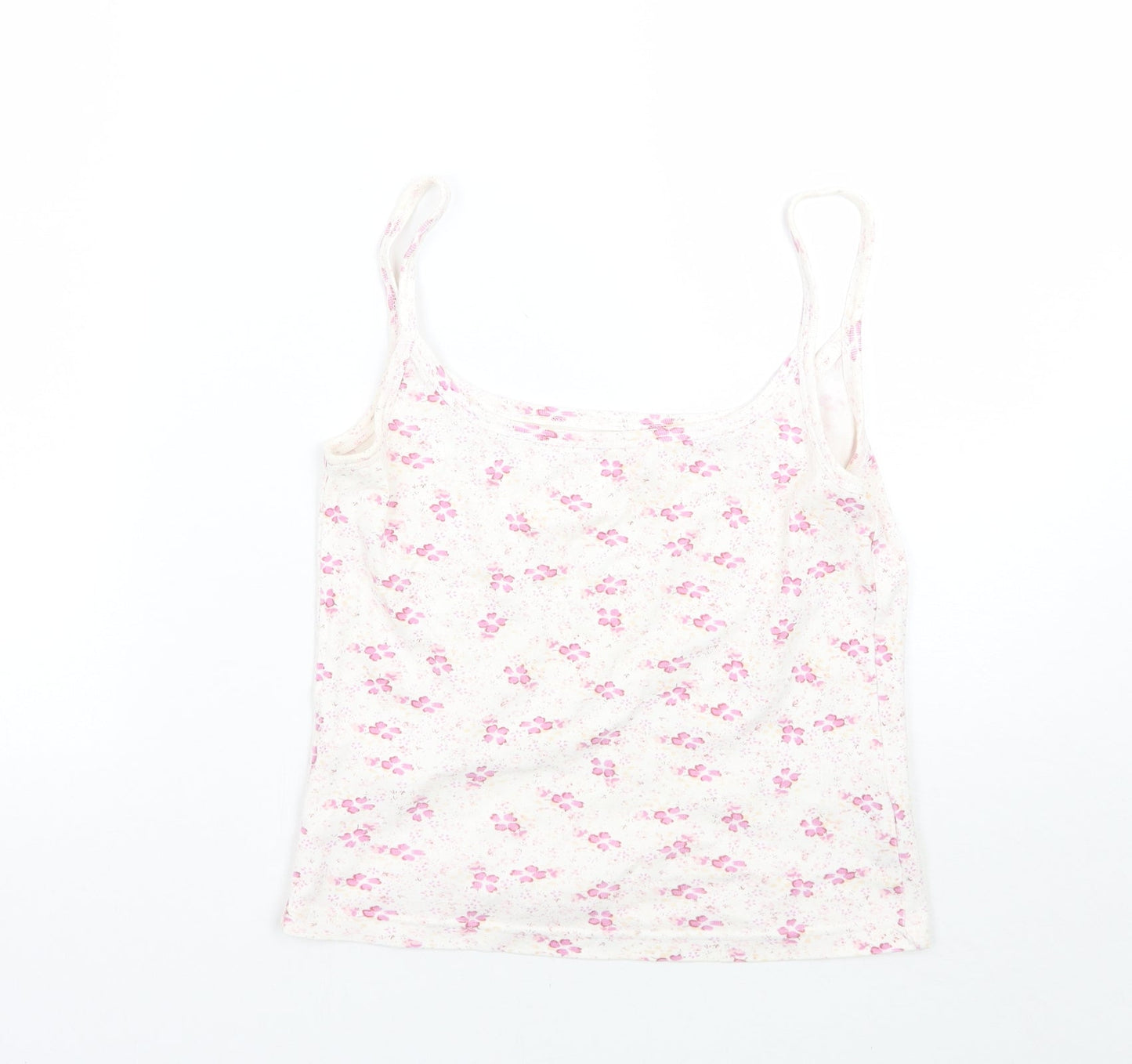 Dunnes Stores Womens White Floral  Basic Tank Size 10